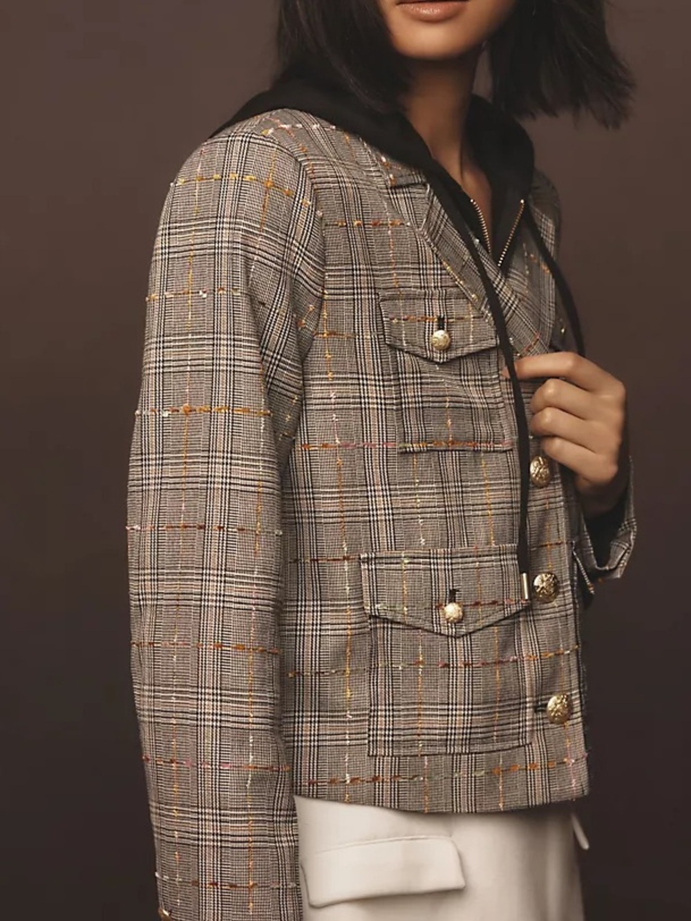 Anthropologie Hooded Tweed Dickie Jacket Blazer Small NEW